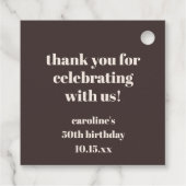 Brown Modern Custom 50th Birthday Party Thank You Bedankjes Labels (Achterkant)