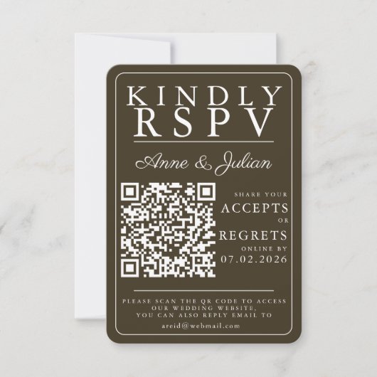 Brown Modern Photo RSVP Insert QR Code (Voorkant)
