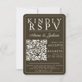 Brown Modern Photo RSVP Insert QR Code Kaartje (Voorkant)