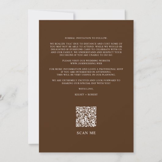 Brown Modern Romantic Overlay Gradient Script Save The Date (Achterkant)