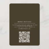 Brown Modern Wedding Details Card Insert QR Code Informatiekaartje (Achterkant)