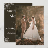 brown modern wedding invitation, invitation (Devant / Derrière)