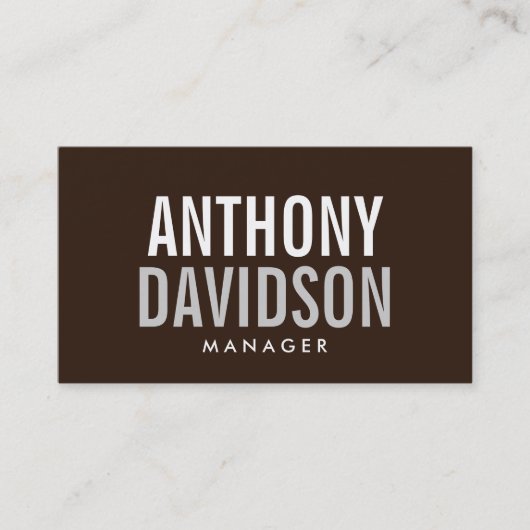 Brown moderne grand Carte de visite texte gras (Devant)