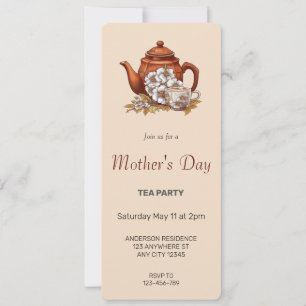 Brown Moederdag Tea Party Uitnodiging