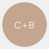 Brown Monogram Modern Wedding Ronde Sticker (Voorkant)
