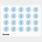 Brown Monogramme J sur bleu clair Faveur Étiquette (Feuille)