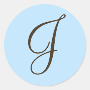 Brown Monogramme J sur bleu clair Faveur Étiquette