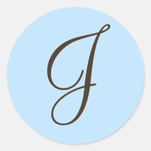 Brown Monogramme J sur bleu clair Faveur Étiquette (Devant)