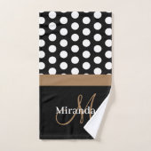 Brown Monogramme noir blanc Polka point (Serviette à main)