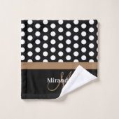 Brown Monogramme noir blanc Polka point (Gant de toilette)