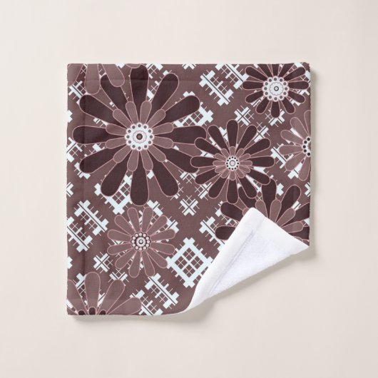 Brown, motif de fleurs (Gant de toilette)
