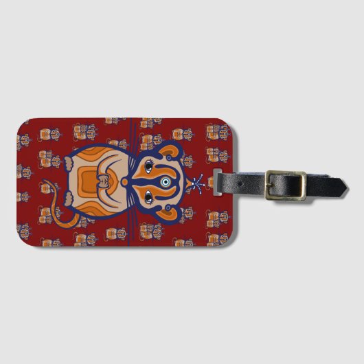 Brown Mouse pattern Curtain Bagagelabel (Voorkant (horizontaal))