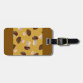 Brown Mushroom Pattern on Mustard Yellow Bagagelabel (Voorkant horizontaal)