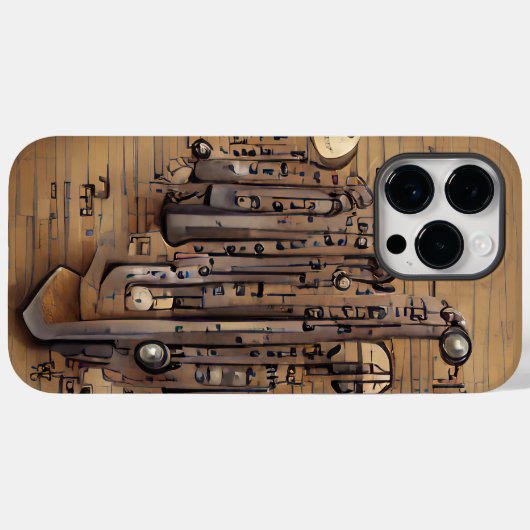 BROWN MUSICAL STEAMPUNK THEMA Case-Mate iPhone CASE (Achterkant (horizontaal))