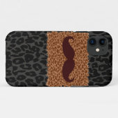 Brown Mustache en Leopard Print Case-Mate iPhone Case (Achterkant (horizontaal))