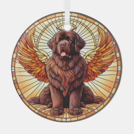 Brown Newfie Angel Rond Ornament