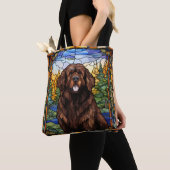 Brown Newfoundland Dog Canvas tas (Dichtbij)