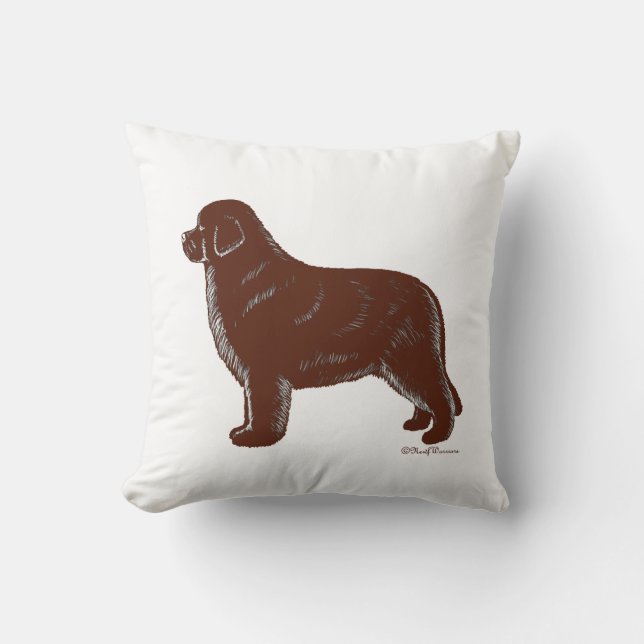 Brown Newfoundland Dog Pillow Kussen (Voorkant)