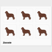 Brown Newfoundland Dog Vierkante Sticker (Vel)