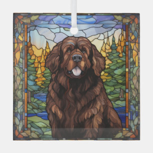 Brown Newfoundland Hondenglas Ornament