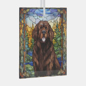 Brown Newfoundland Hondenglas Ornament (Voorkant Rechts)