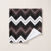 Brown noir Chevron Motif en bande (Gant de toilette)