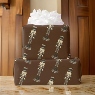 Brown Nutcracker Soldier-kerstkrappelpapier Cadeaupapier
