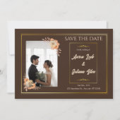 Brown & Or Mariage Simple Enregistrer La Carte Dat (Devant)