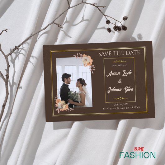 Brown & Or Mariage Simple Enregistrer La Carte Dat