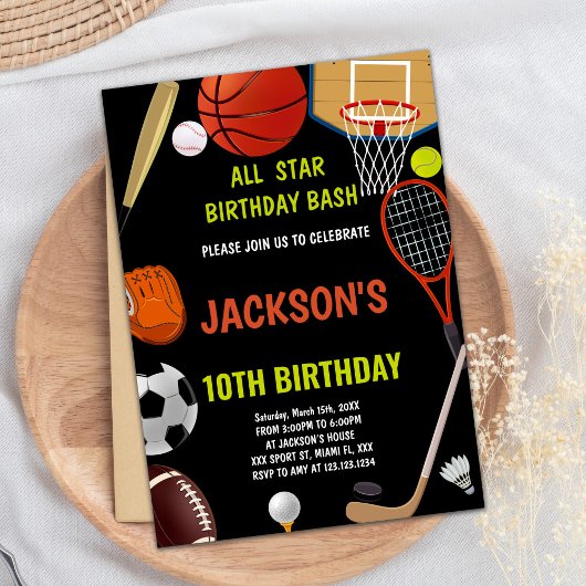 Brown Orange Black Sports Invitations Anniversaire