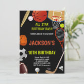 Brown Orange Black Sports Invitations Anniversaire (Debout devant)