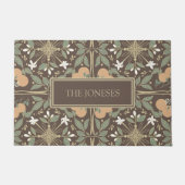 Brown Orange Blossoms Pattern and Custom Text Deurmat (Voorkant)