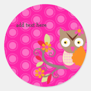 Brown+Orange+Chouette rose chaude autocollants