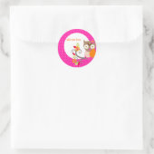 Brown+Orange+Chouette rose chaude autocollants (Sac)