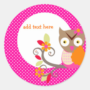 Brown+Orange+Chouette rose chaude autocollants