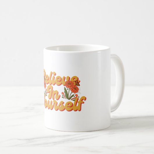 Brown Orange Croyez en vous-même Mug (Devant droit)