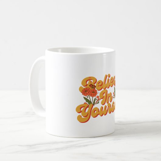 Brown Orange Croyez en vous-même Mug (Devant gauche)