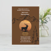 Brown Orange Deer Sunset Invitation Anniversaire (Debout devant)