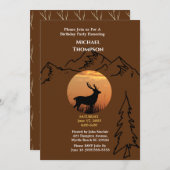 Brown Orange Deer Sunset Invitation Anniversaire (Devant / Derrière)