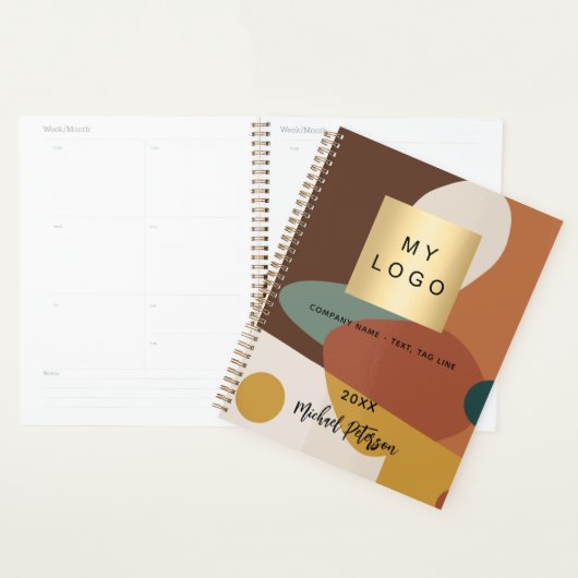 Brown orange rétro motif logo entreprise 2026 (Devant avec enveloppe)