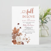 Brown Orange Wildflower Fall in Love Baby Shower Kaart (Staand voorkant)
