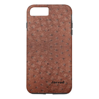 Brown Ostrich Leather Look iPhone 7 Plus Coque