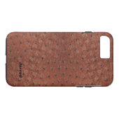 Brown Ostrich Leather Look iPhone 7 Plus Coque (Dos (Horizontal))