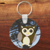 Brown Owl in a Tree Sleutelhanger (Achterkant)