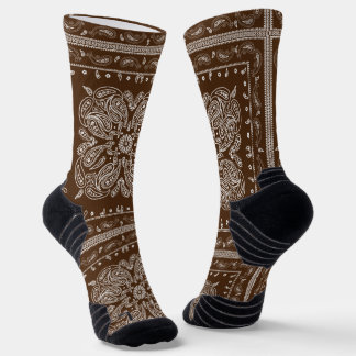 Brown Paisley Bandana Print Socks Sokken