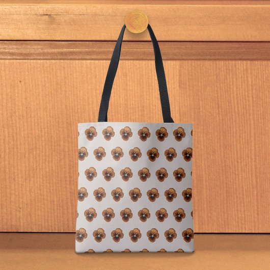 Brown Pansy Seamless Pattern Tote Bag