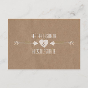 Brown Paper Geïnspireerd White Arrows Wedding R.S. RSVP Kaartje