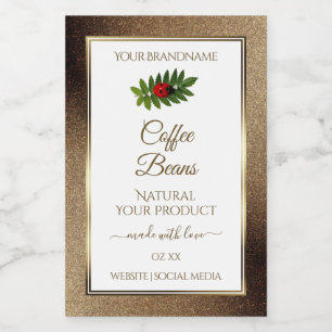 Brown Parties scintillant or blanc Étiquettes prod