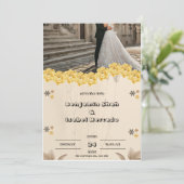 Brown Pastel Floral Faire-part de mariage (Debout devant)