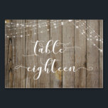 Brown Patiné Bois & Lumières Table Huitième carte<br><div class="desc">Cette suite de designs rustiques et élégants pour mariage et événement présente quelques tendances design mariages populaires combinées de façon fraîche. Avec un arrière - plan en bois brun et deux cordes d'accents lumineux scintillants, j'ai combiné une belle police de script moderne pour rendre des graphiques représentant des mots clés...</div>